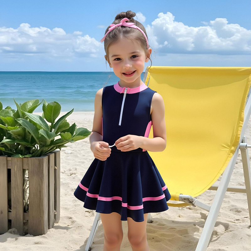 Traje de baño para niñas, traje de baño para niñas pequeñas, vestido de princesa de una pieza para niños pequeños y medianos, bebé niña, 145 g, estilo falda de secado rápido para niñas.