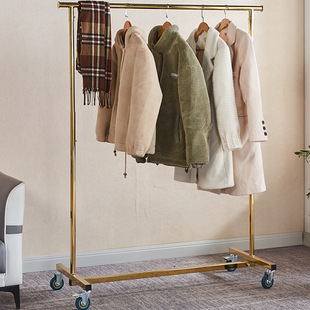 Light Luxury Movable Coat Rack with Wheels Living Room Household Clothes Storage Rack Simple Clothes Rack Bedroom Floor Hanger