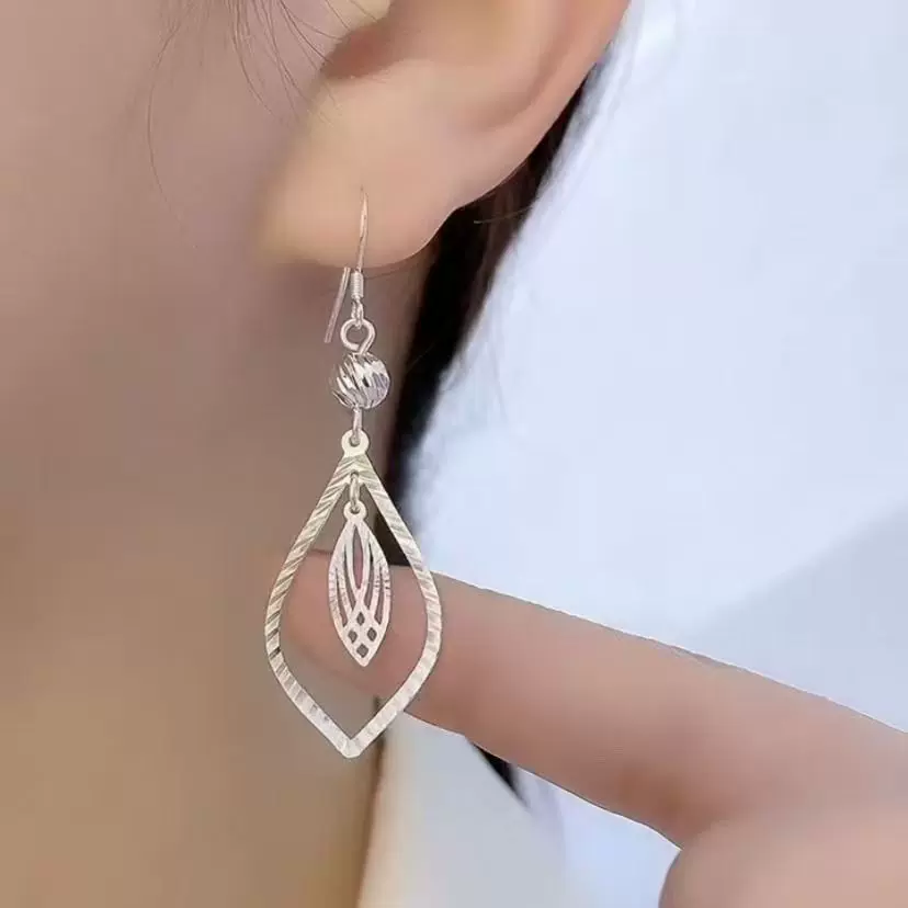 中古仿苗银车花水滴耳环小众设计感轻奢时尚耳饰古风饰品女批发