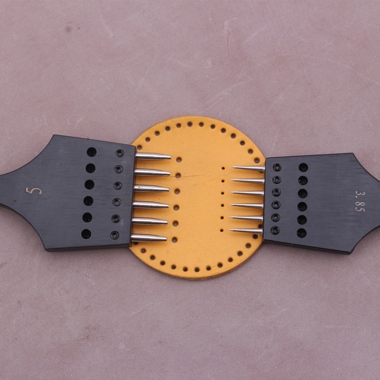 丸斬り手作りdiy革具穴あけツールステンレス黒色柄排沖皮革円穴内縫い穴円形|undefined