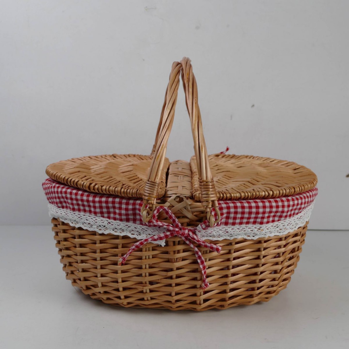 Cestas de picnic de sauce tejidas a mano Cestas de mangas de verduras de mano Cestas de regalo de mano Cestas de almacenamiento Cestas de huevos tejidas de caña
