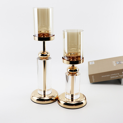 Nordic light luxury crystal candle holder model room living room entrance crystal ornaments home candlelight dinner brilliant candle holder