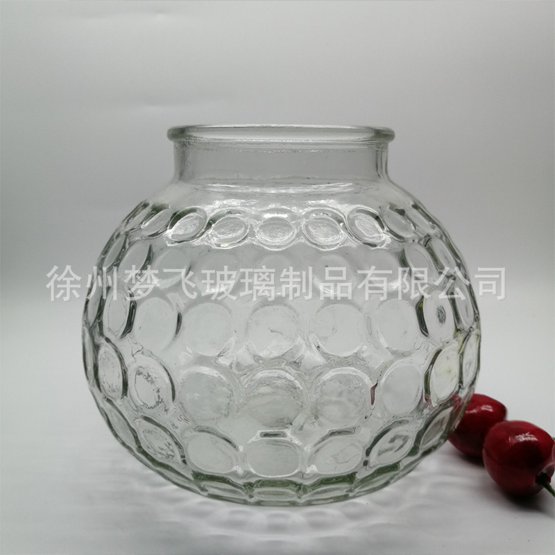 厂家供应玻璃蜡烛罐圆点玻璃烛台灌蜡玻璃油灯储物瓶