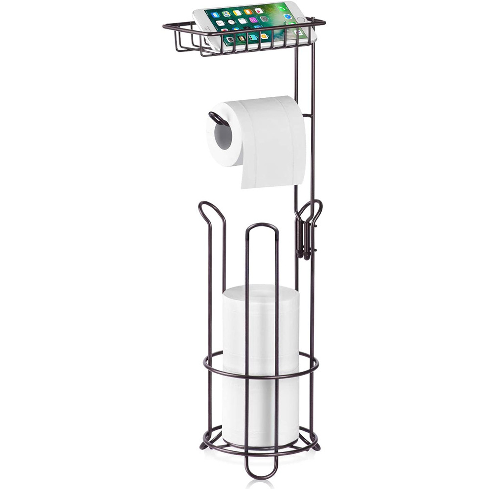 thumbnail image 1 of Soporte para papel higiénico Soporte para papel higiénico con estante Soporte para rollo de papel higiénico independiente Soporte con dispensador de papel higiénico de metal Papel higiénico, 1 of 5