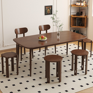 Solid Wood Stools Can Be Stacked and Combined for Home Living Room New Chinese Style Wooden Stools Dining Table Stools Modern Simple Stacking Round Stools