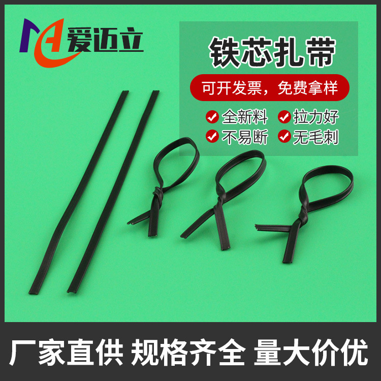 厂家直销铁芯扎带耐高温数据线电源线捆扎迷你带规格任意