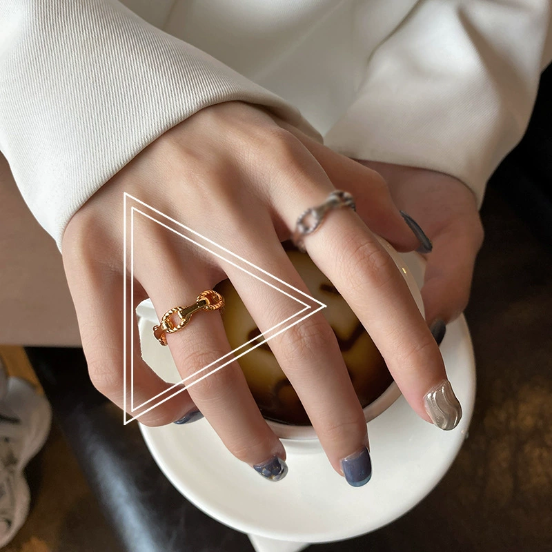 (Cross-border trading), fashionable one size retro golden ring, on index finger, simple and elegant design