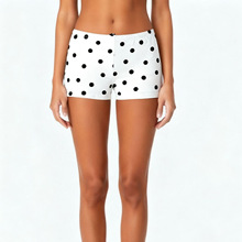 亚马逊跨境外贸新款欧美性感辣妹风 紧身热裤波点数码印花百搭女