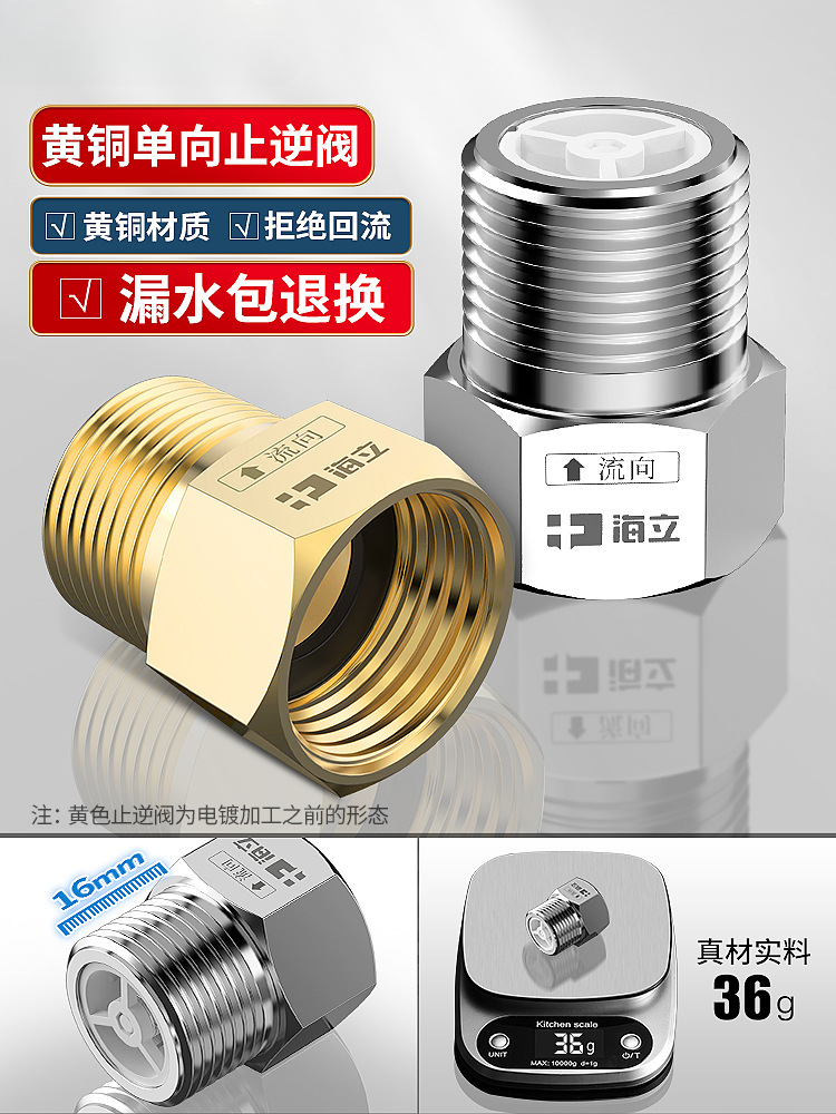 单向止回阀卫生间水管马桶防反水热水器水表回水逆止阀4分止逆阀