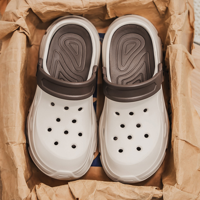 Primavera y verano para hombre nuevo casual todo-fósforo diario cómodo y transpirable a juego de color punta redonda EVA plataforma zapatos de agujero para hombre