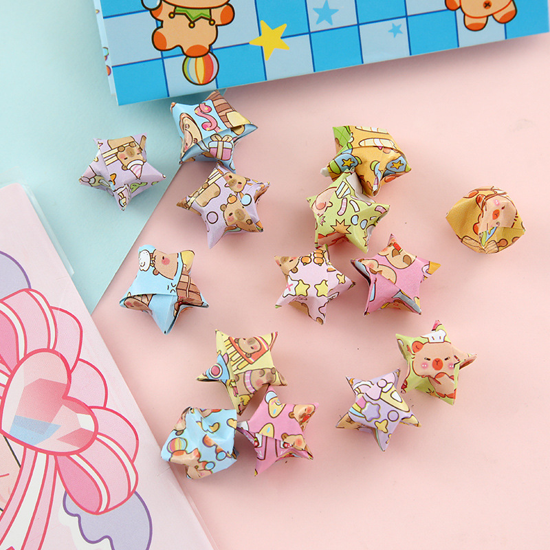 Nuevo Kapibalah Star Barra Origami Estudiante DIY Gypsophila Capibara Origami hecho a mano Origami impreso para niños image 2