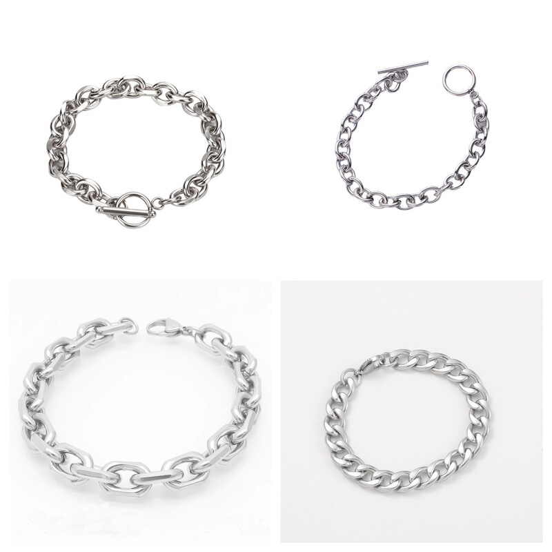 Factory wholesale European and American cross-border explosions stainless steel Cuban bracelet men and women couples simple fashion titanium steel accessories