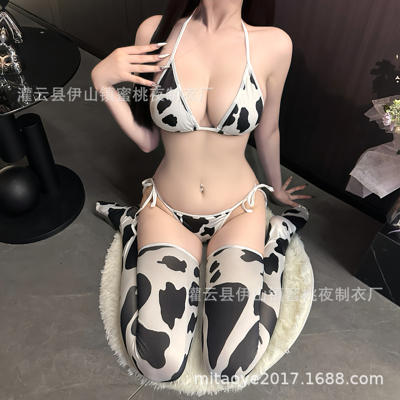 섹시 란제리 3점식 cos 소 코스프레 섹시 유혹 레이스 업 비키니 브라 팬티 세트