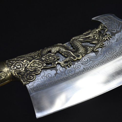 03169 Hand-Cut Bone Knife Longquan Steel-Clad Forged Kitchen Knife Home Use Bone Splitting Knife Chef Knife Commercial Wholesale