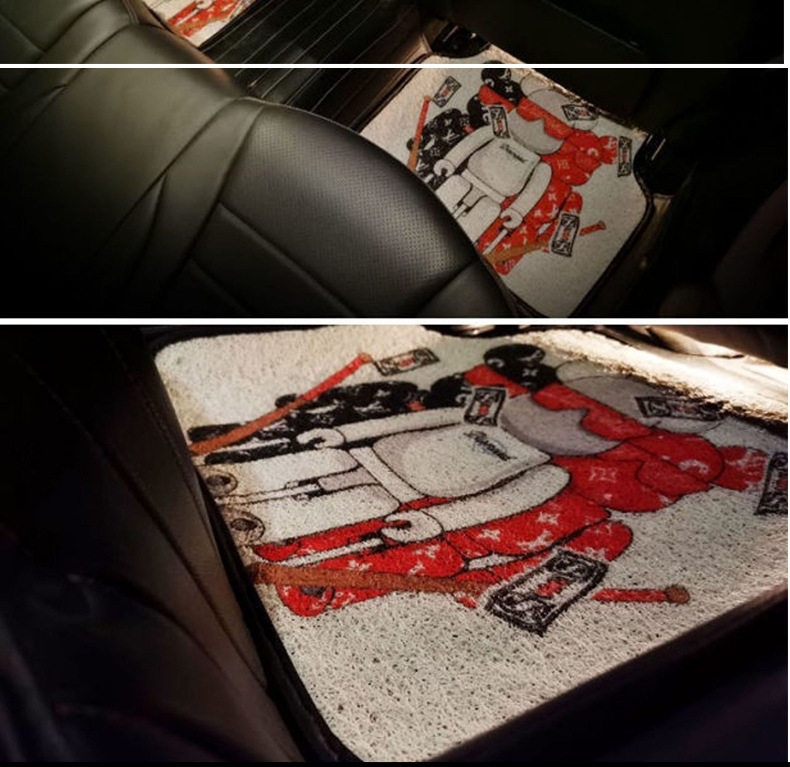 Cartoon Black Cat Cute Silk Loop Car Floor Mats Dust-Removing Universal Car Protection Mat Rear Seat Integrated Mat