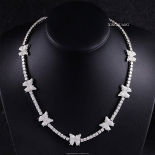 Butterfly Necklace Female Internet Celebrity Clavicle Chain Light Luxury Niche Neck Chain Temperament Full Inlaid Design Accessory