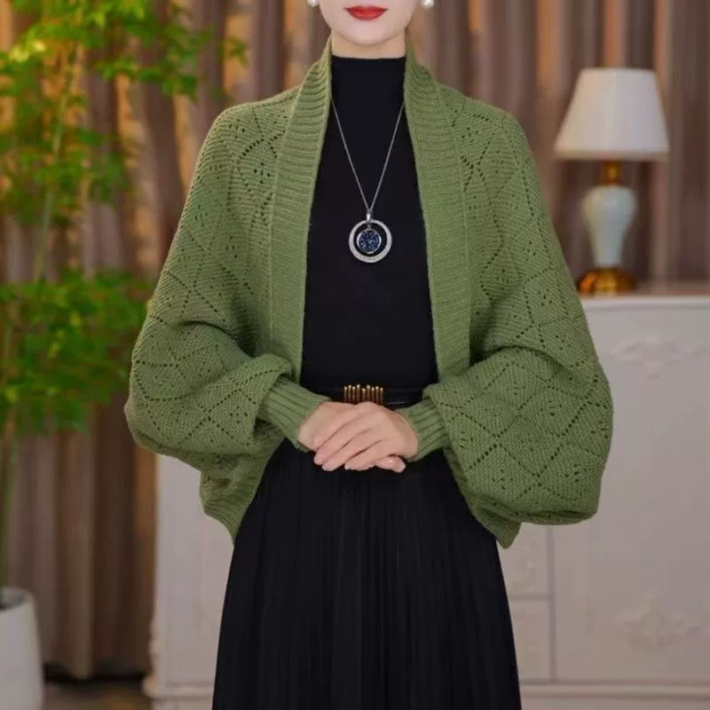 Демисезонное knitted Cloak, женский кардиган slim-fit с бриллиантовой вязкой, длина 145 см