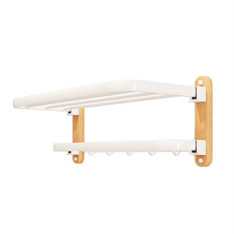 Snelofon bathroom solid wood bath towel standing hand toilet free punch fold folding double -pole towel rack sanitary ware set