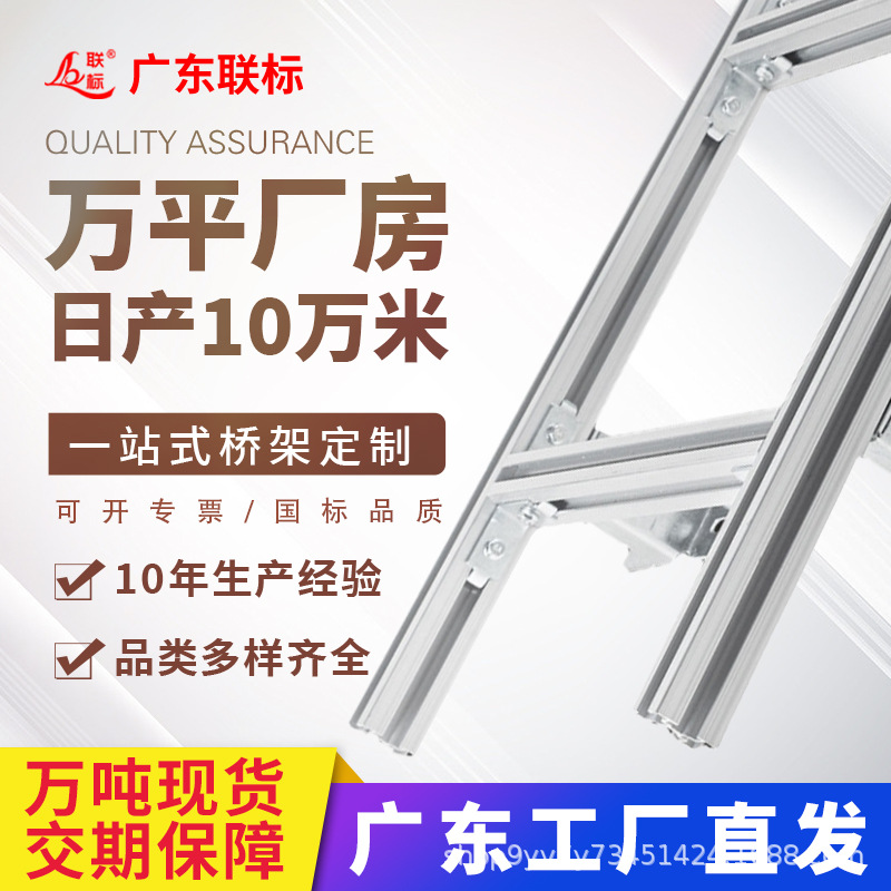 广东联标铝合金走线架400mm600mm机房理线基站开放式综合梯式桥架