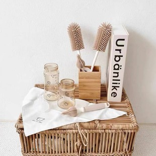 Ins Style Milk Bottle Brush Cleaning Brush Newborn Baby Long Handle Brush Nipple Brush Silicone Cleaning Brush suit
