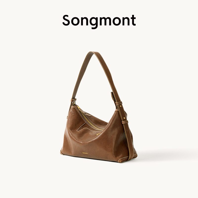 Songmon Yamashita Arimatsu Series Hobo Bag - Vegetable Tanned Cowhide Commuter Underarm Dumpling Bag For Women - Thumbnail 7