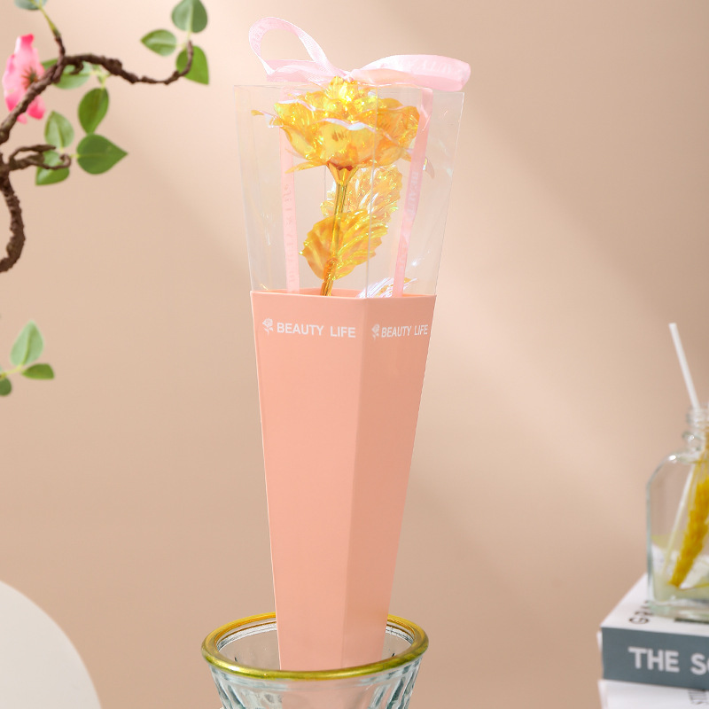 Caja de regalo de flores para el día de San Valentín, productos acabados de imitación de flores de oro, flores simples, regalos de alta calidad