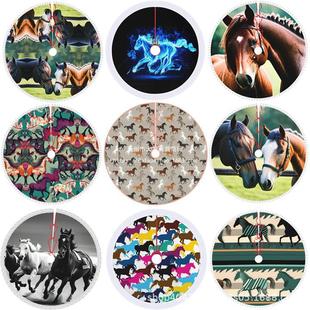 Horse Tree Skirt Cross-border New Product 78cm90cm101cm122cm Linen Short Plush Christmas Tree Decorations American Style