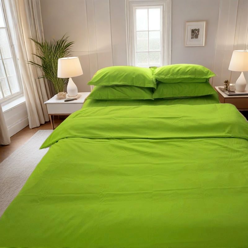 Nantong solid color four-piece factory wholesale brushed bed sheet quilt cover bedspread student three-piece bedding