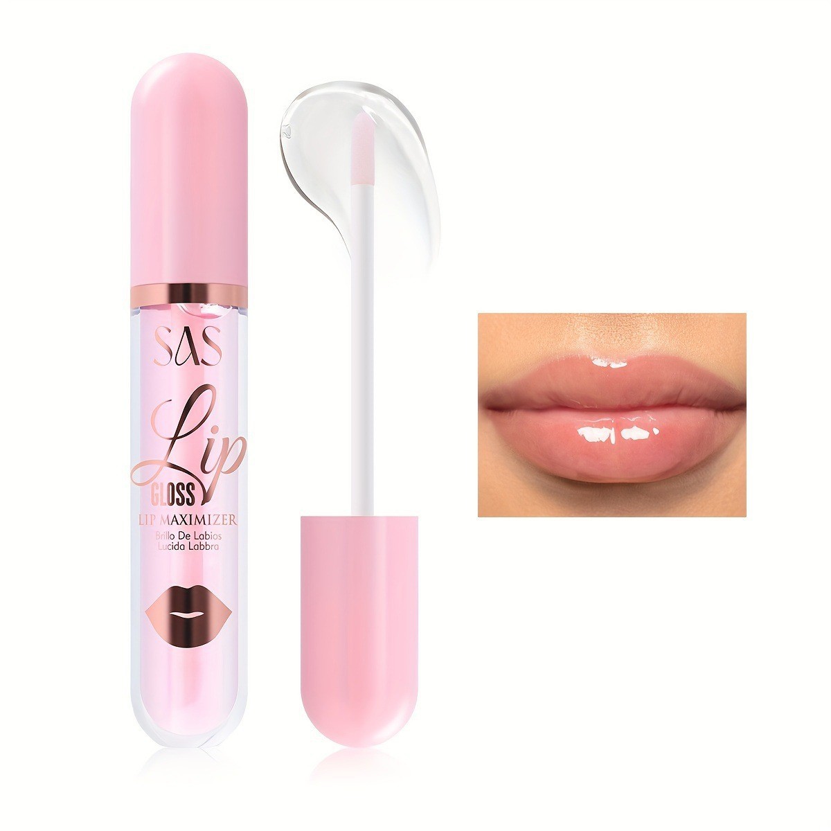 USHAS Europa y América Cross-border spot transparente brillo de labios hidratante de larga duración impermeable taza antiadherente esmalte de labios SAC053