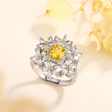山茶抖音直播爆款仿莫桑黄钻 六花复古指环 潮流轻奢高级女士戒指