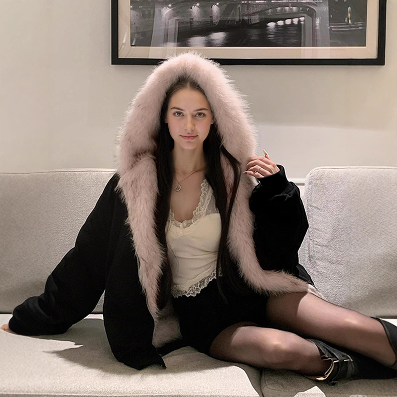 European and American Style Reversible Eco-Friendly Fur Women's High-End Coat Mink Fur Warm Padded Jacket Winter