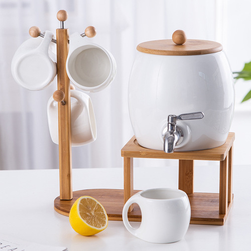 Wholesale living room cold kettle set household teapot high temperature resistant ceramic juice pot Chinese style hospitality with faucet cold
