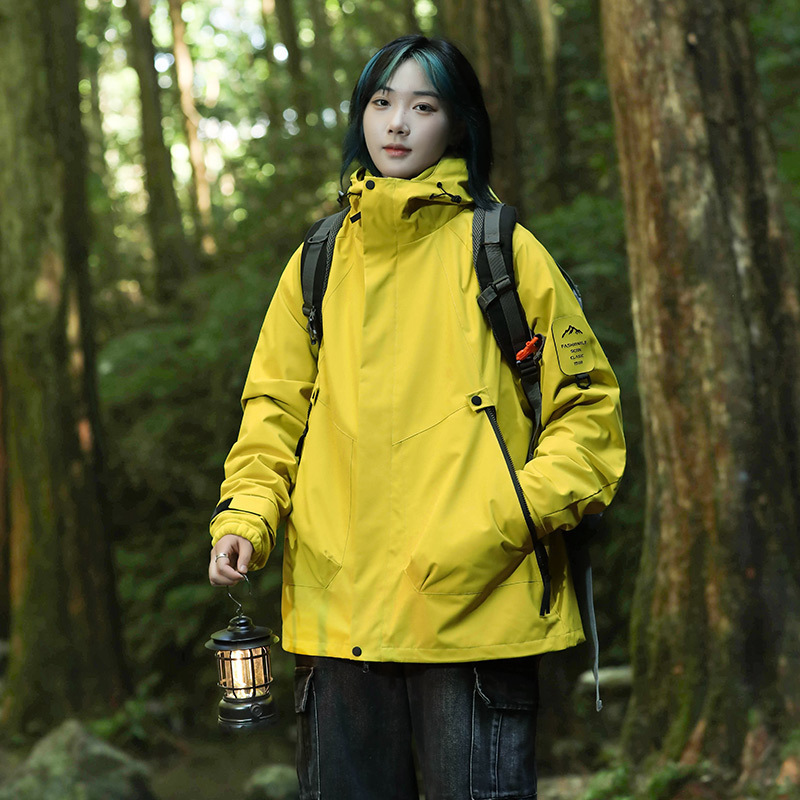 山系户外冲锋衣男防风防泼水两件套加绒加厚登山服女夹克连帽外套|undefined