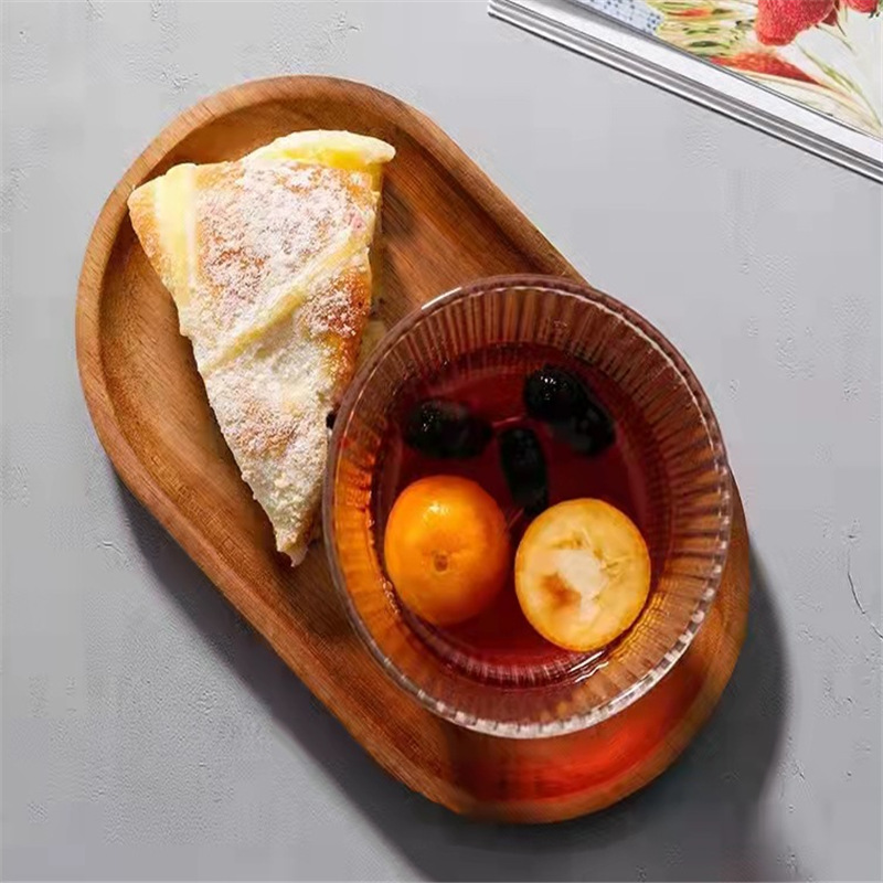 bandeja de postre de madera de alta sensación para el hogar, taza de marca, taza de almohadilla de madera de acacia