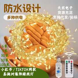 圣诞铜丝鞭炮灯串IP66防水USB遥控室内外装饰氛围彩灯
