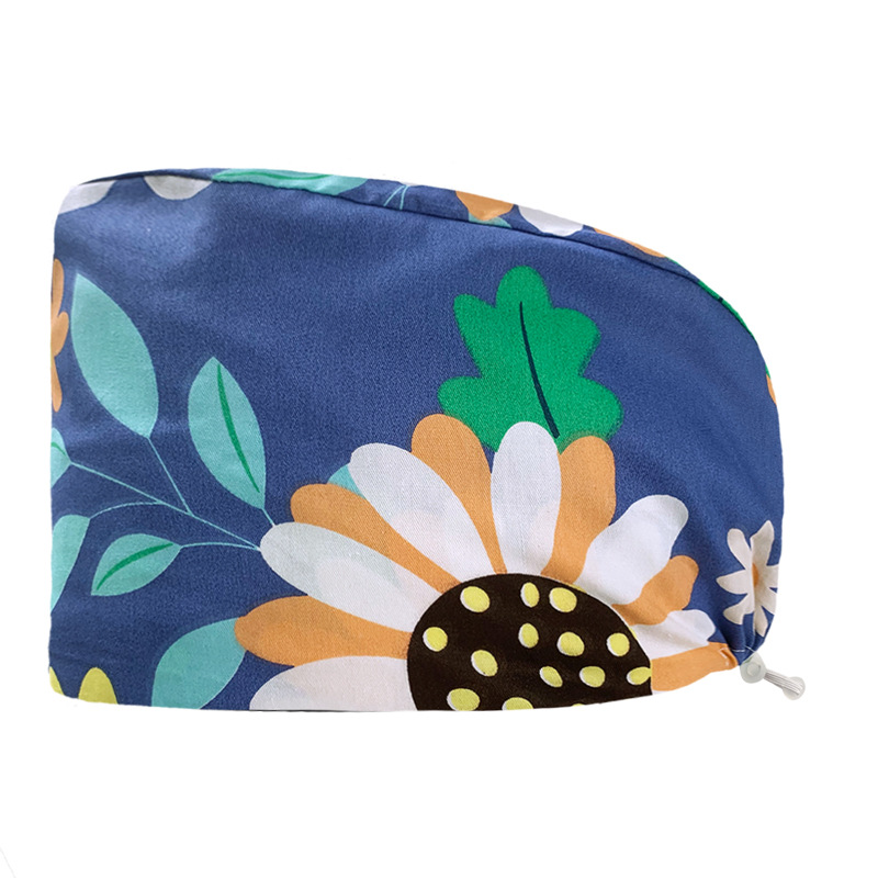 Algodón puro impreso casquillo de la enfermera tapa médica hogar tapa de la cocina aceite de catering a prueba de humo anti-pelo sombrero de trabajo de la enfermera