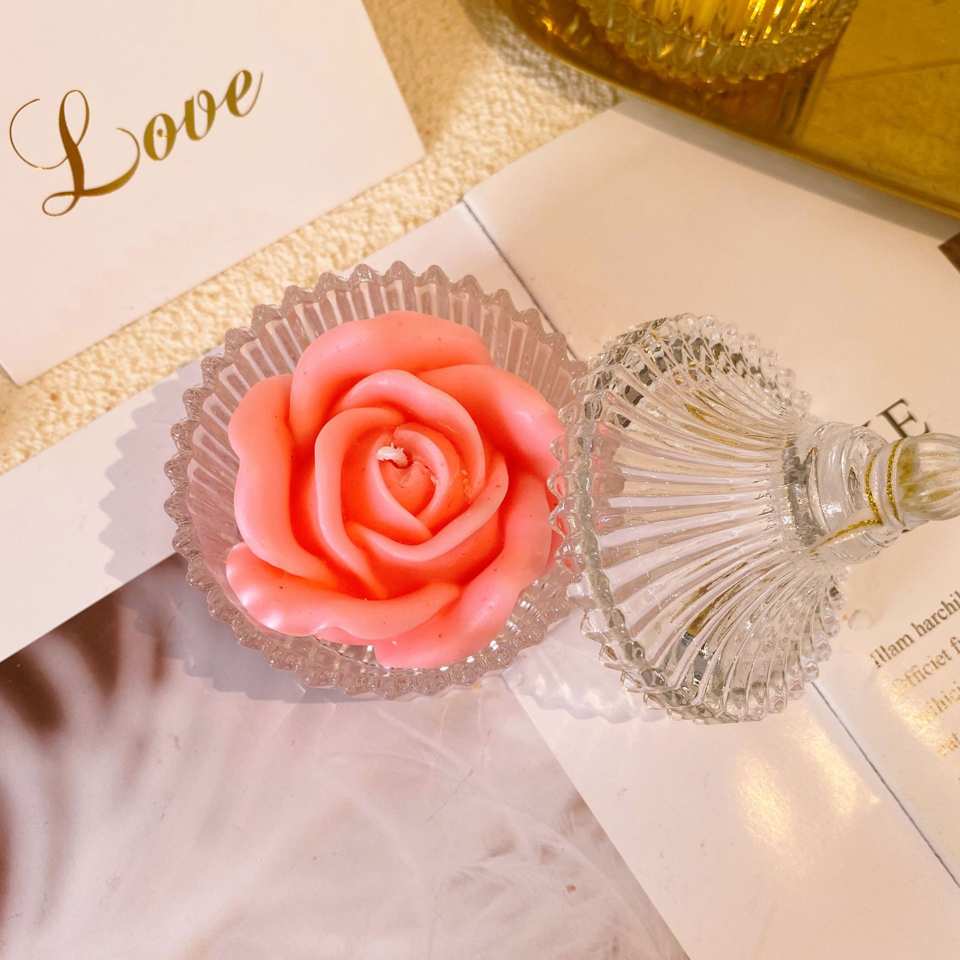 Diosa Madre Día de San Valentín Rosa vela creativa romántica caliente aromaterapia cristal lindo regalo para los amigos nicho