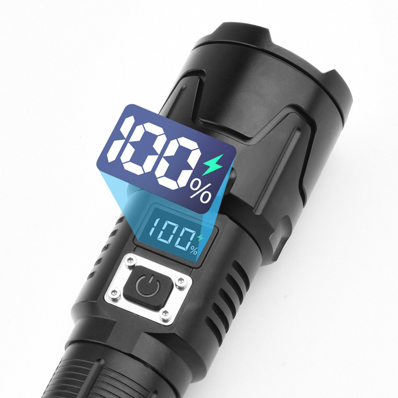 P70 linterna telescópica zoom al aire libre linterna transfronteriza nueva linterna láser blanco con pantalla digital