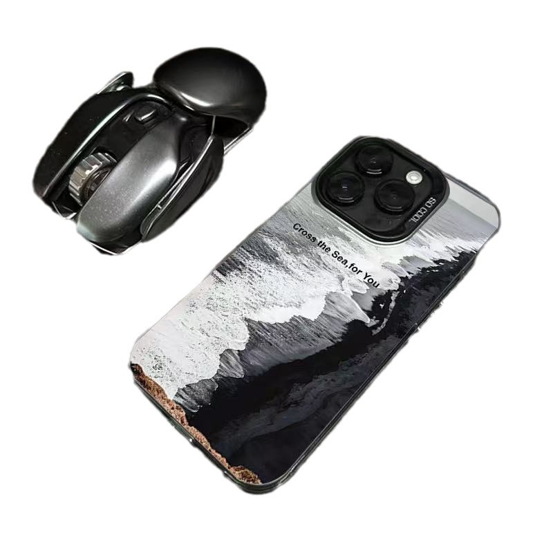 El nuevo viento negro es adecuado para la caja del teléfono móvil iphone16 Apple 15promax/14 anti-caída 13pro12 Europa y América