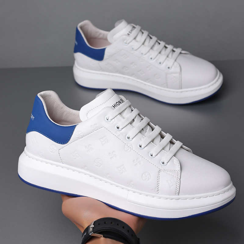 Novedad de verano, zapatos blancos McQueen de primera capa de cuero de vaca para hombre, zapatos informales de cuero genuino, zapatos transpirables para hombre, zapatos planos para hombre
