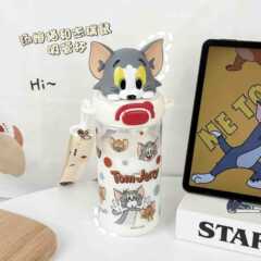 トム猫児童コップ2025新型高颜値コップ学生学校専用ストローカップ誕生日プレゼント