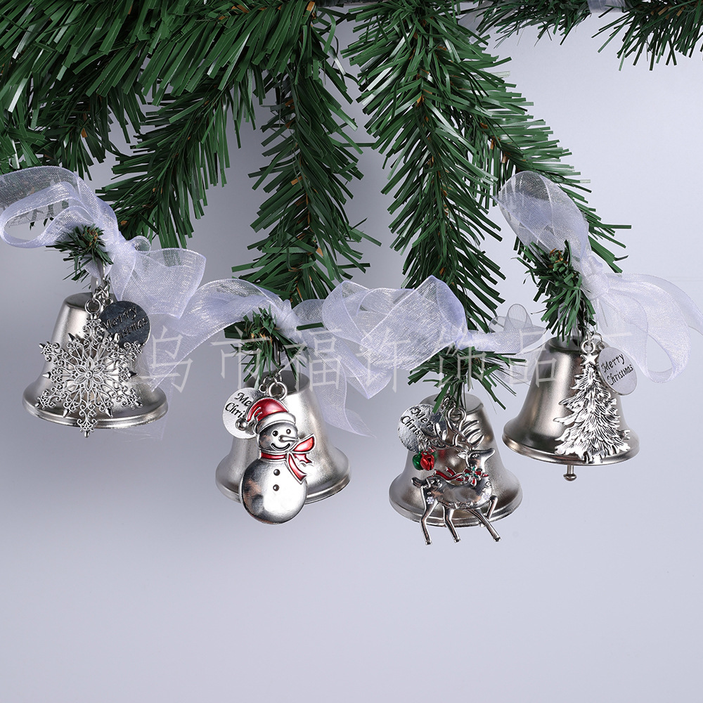 Christmas Decoration Bells, Snowflakes, Snowmen, Christmas Trees, Festive Atmosphere Pendants, Decorative Home Scene Layout Props