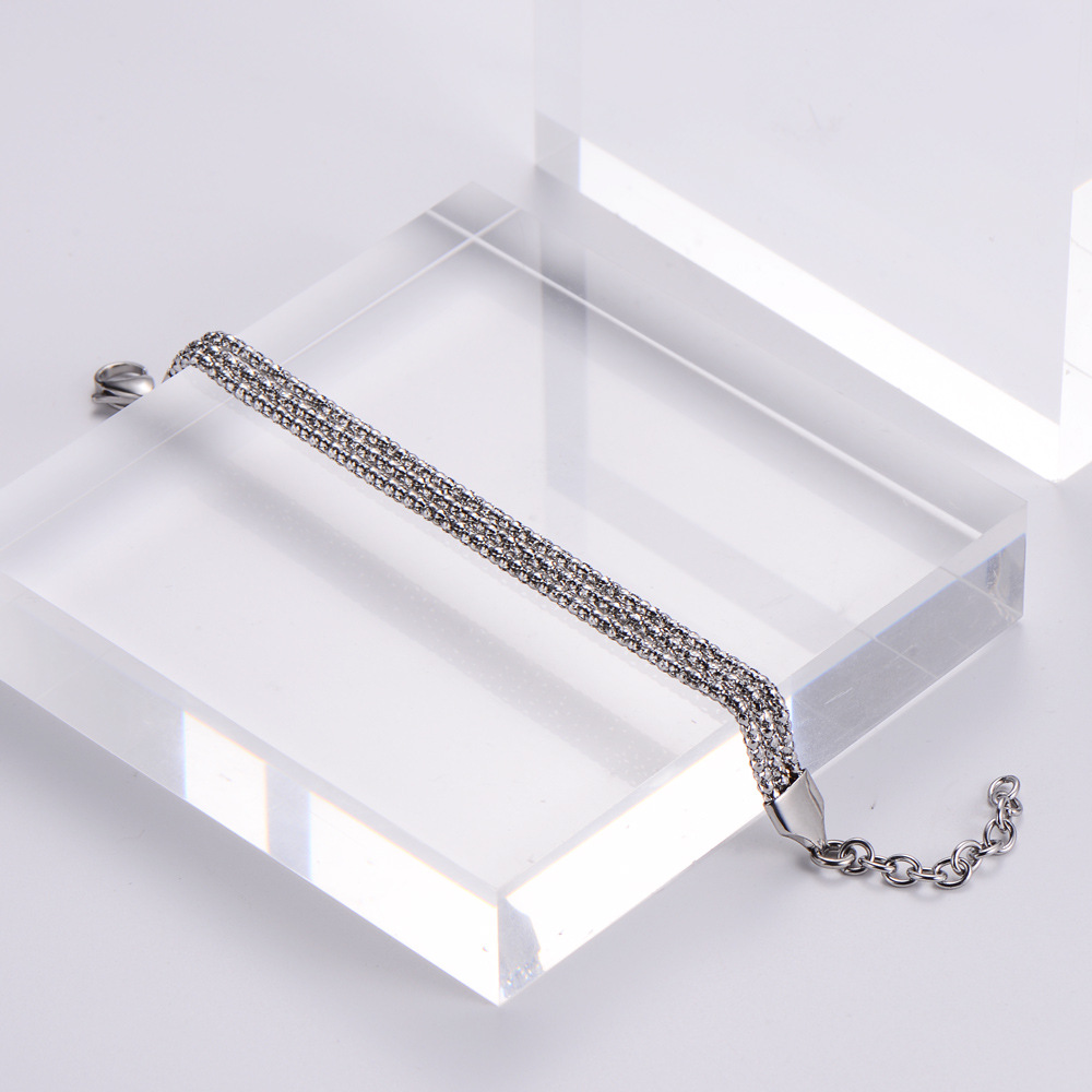 Fashion Simple Stainless Steel Chain Three-layer Bracelet display picture 4