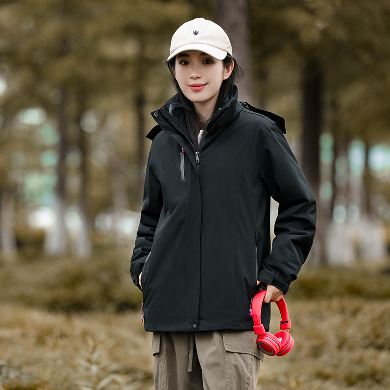 Chaqueta de dos piezas desmontable tres en uno transfronteriza para hombres y mujeres al aire libre impermeable a prueba de viento chaqueta de pareja con forro polar