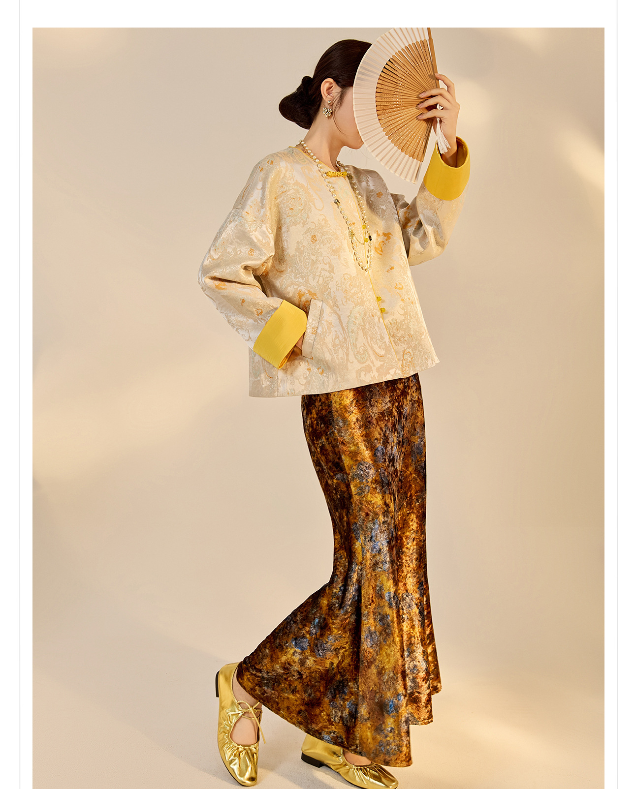 Áo khoác nữ kiểu Trung Hoa mới, chất liệu jacquard họa tiết nổi, phối khuy cài, form suông thu đông N9025 — Miju [phiên bản cotton], Hồng nhạt [phiên bản cotton], hồng nhạt, cơm cam chi tiết 15