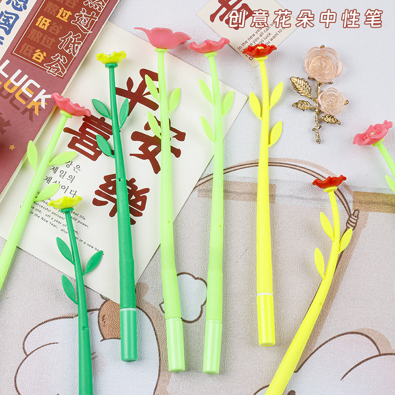 Creative Camellia Gel Pen Cute Cartoon Learning Stationery Flower Pen Office Supplies Water-Based Signature Pen