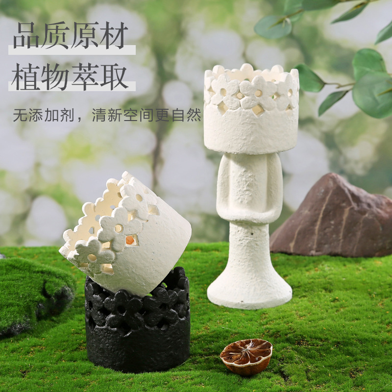跨境爆款皇冠仆人水泥无火香薰蜡烛台容器空杯创意摆件小红书种草|undefined