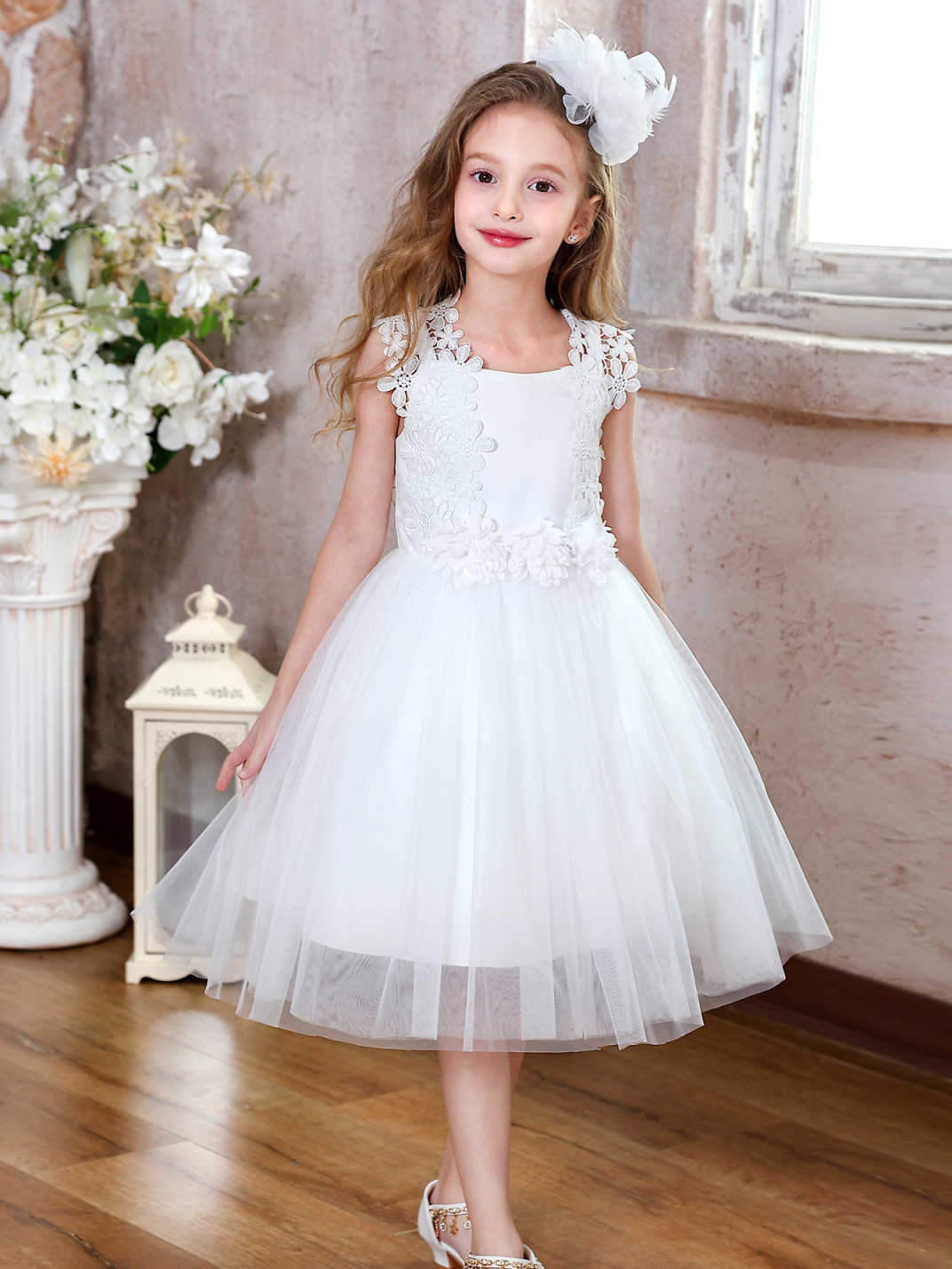Vestido de novia de niña de flores de nuevo estilo transfronterizo vestido de princesa de gasa suave de cumpleaños para niños vestido ropa para niños
