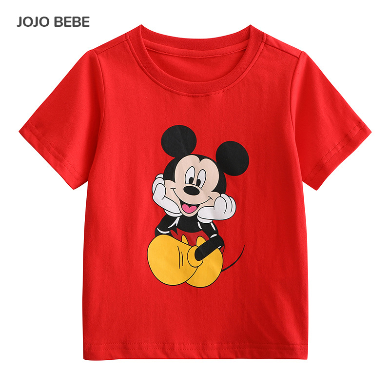 JOJO BEBE marca europea y americana ropa para niños verano nueva camiseta para niños algodón dibujos animados niños cuello redondo manga corta Camiseta para niños