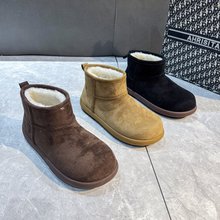 外贸大码女鞋雪地靴女2025秋冬季新款绒面源头平底短筒雪地靴女